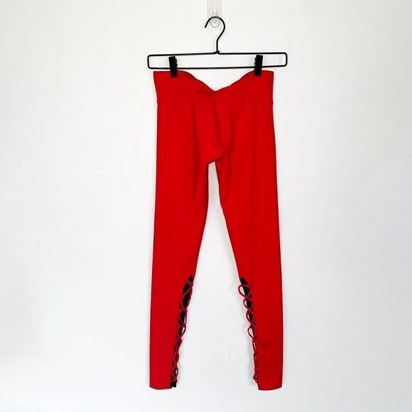 Jonathan Simkhai X Carbon38 Red Renee Legging Lace-up With Black Contrasting Und - Picture 3 of 13